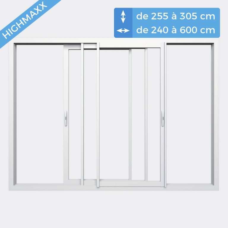 Baie coulissante ALU Gamme HighMaxx 3 vantaux 3 rails ouvert