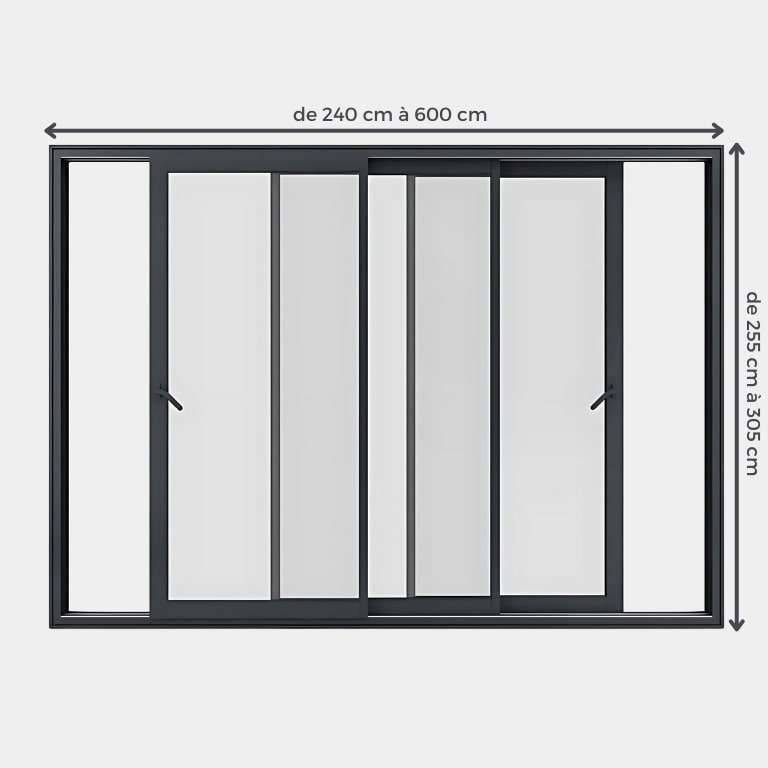 Baie coulissante ALU Gamme HighMaxx 3 vantaux 3 rails ouvert