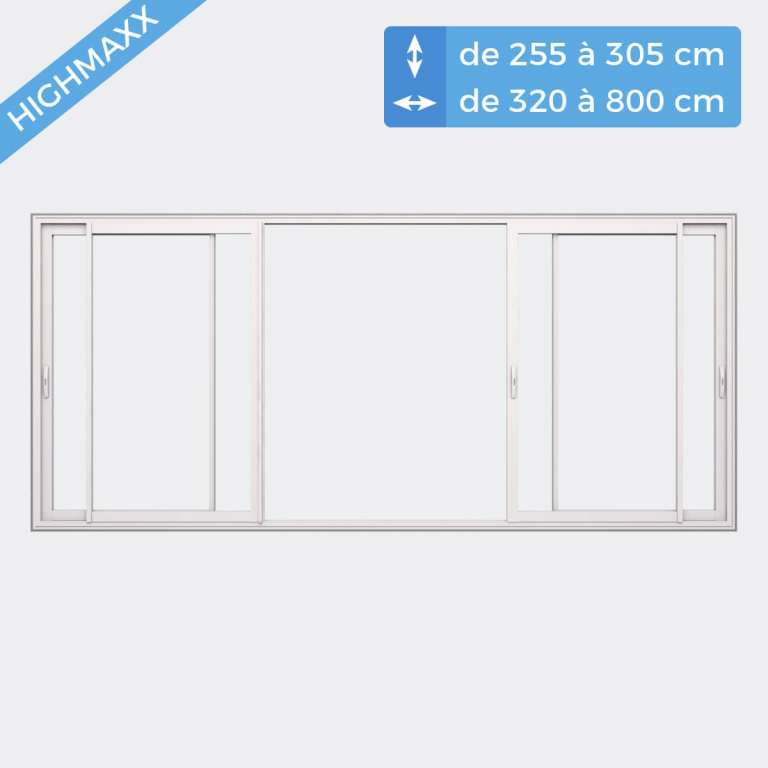 Baie coulissante ALU Gamme HighMaxx 4 vantaux 2 rails ouvert