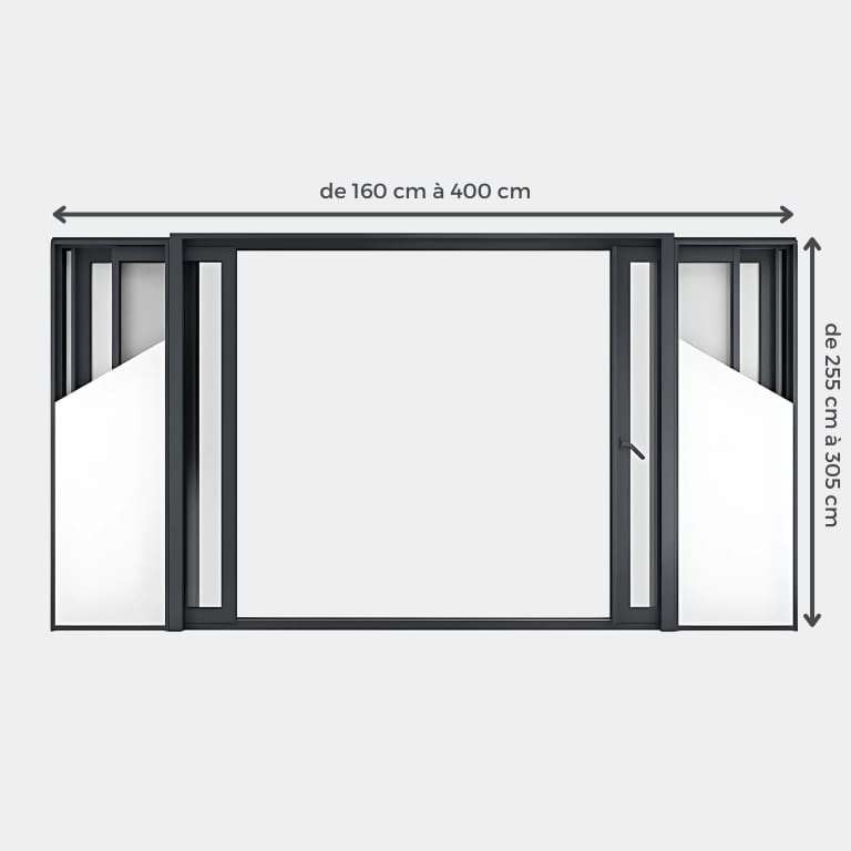 Baie coulissante ALU Gamme HighMaxx Galandage 4 vantaux - 2 rails (refoulement de chaque côté) ouvert