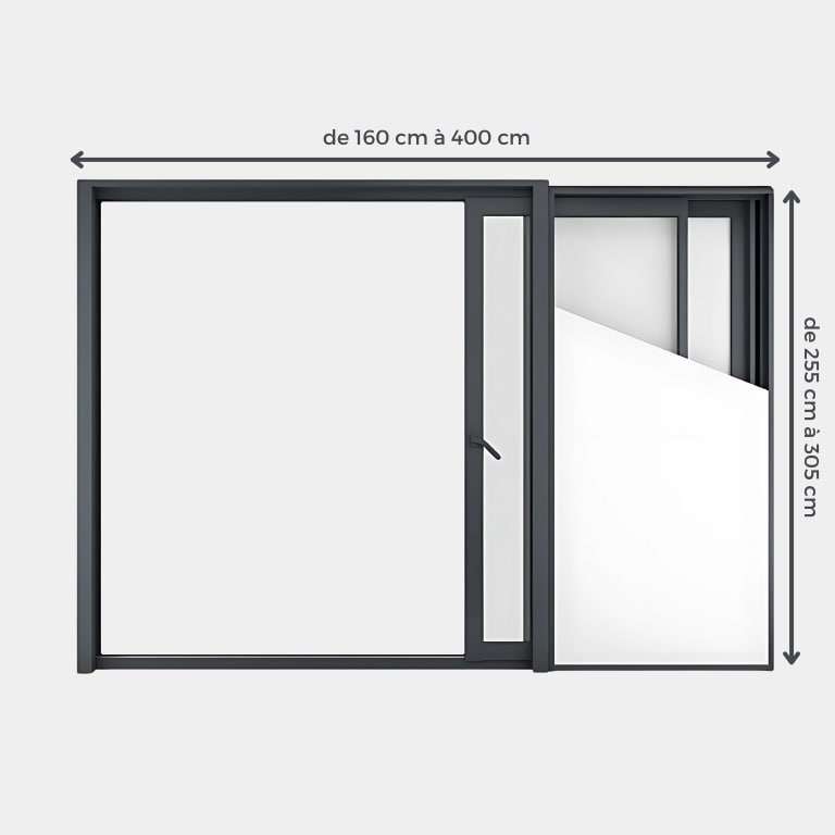 Baie coulissante ALU Gamme HighMaxx Galandage 2 vantaux - 1 rail (refoulement de chaque côté) ouvert