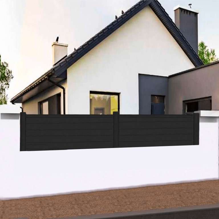 Clôture en ALU rainurée et droite gris anthracite