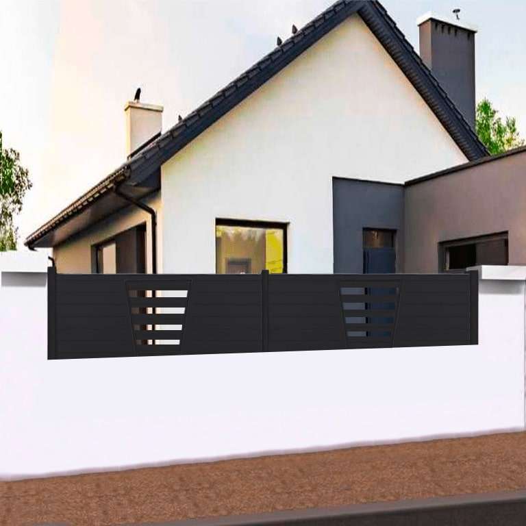Clôture en ALU ajourée et droite gris anthracite