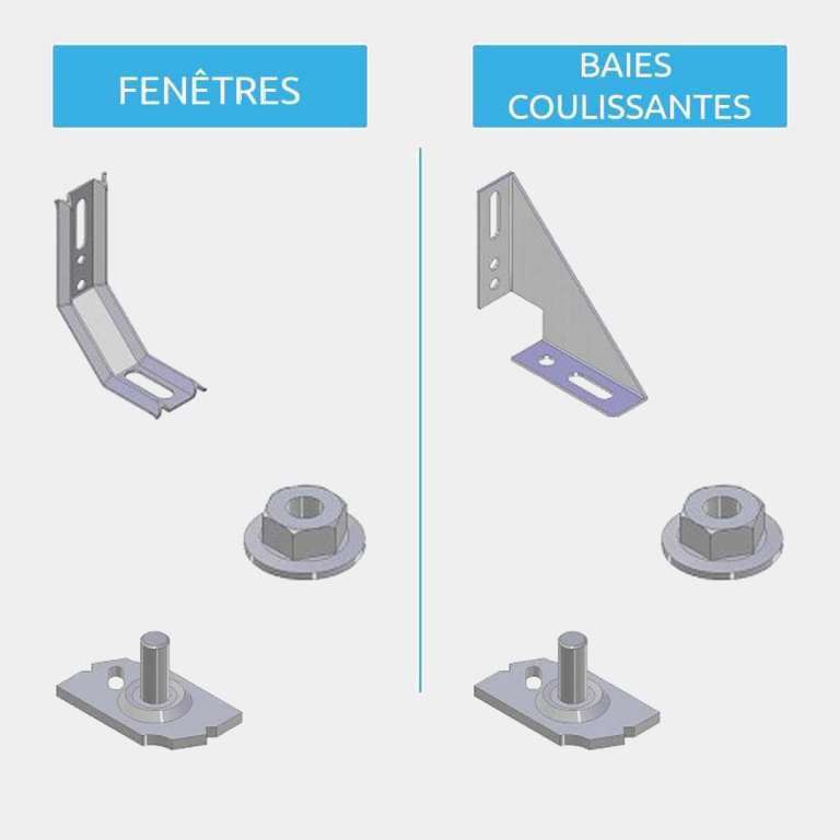 Kit pattes de fixation pour dormant de 180 ou 200 mm pour une fenêtre