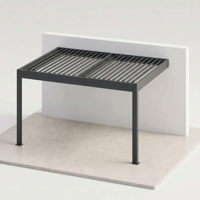 pergola bioclimatique sur mesure manuelle appui facade 2 pieds lames perpendiculaires