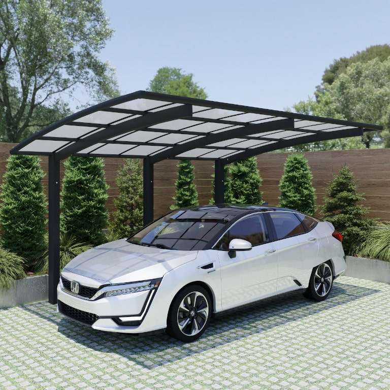 Carport standard avec structure ALU autoportant 2 modules pour abriter véhicule