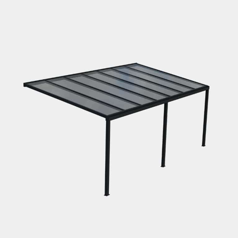 Carport sur mesure toit incliné avec structure ALU appui façade 2 modules