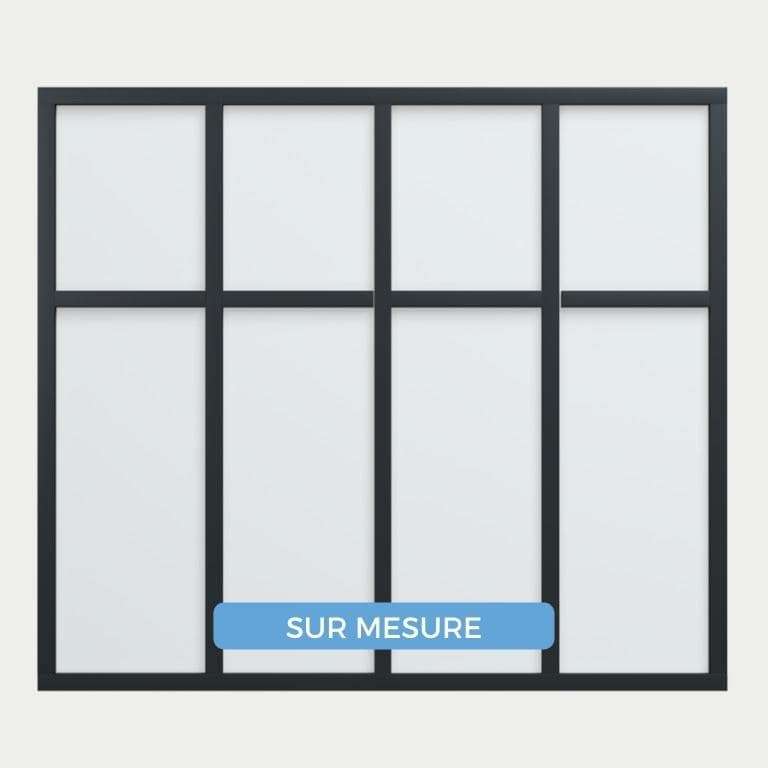 Verrière ALU sur mesure 4 vitrages 1 traverse