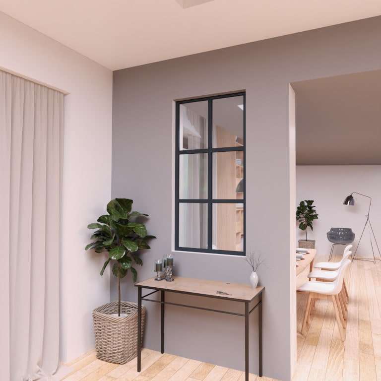 Verrière ALU sur mesure 2 traverses 2 vitrages apportant du cachet entre deux pièces