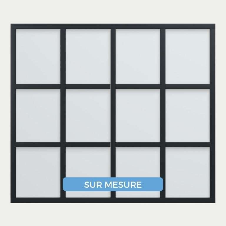 Verrière ALU sur mesure 4 vitrages 2 traverses