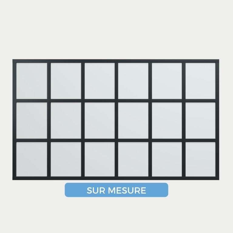 Verrière ALU sur mesure 6 vitrages 2 traverses