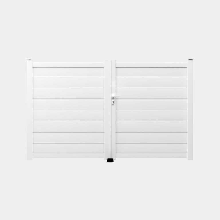 Portail battant Aluminium sur mesure blanc lames horizontales