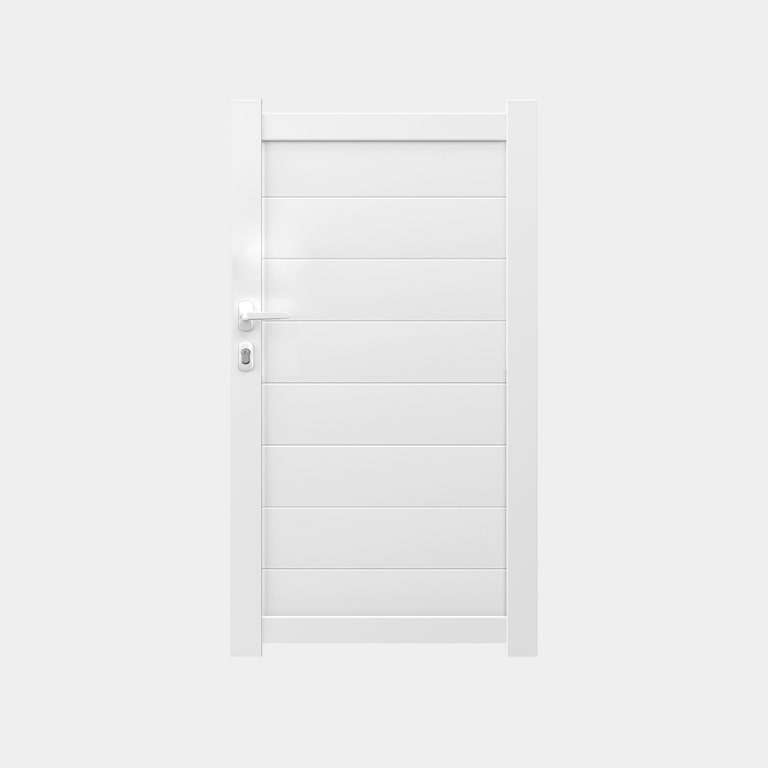 Portillon Aluminium sur mesure blanc lames horizontales