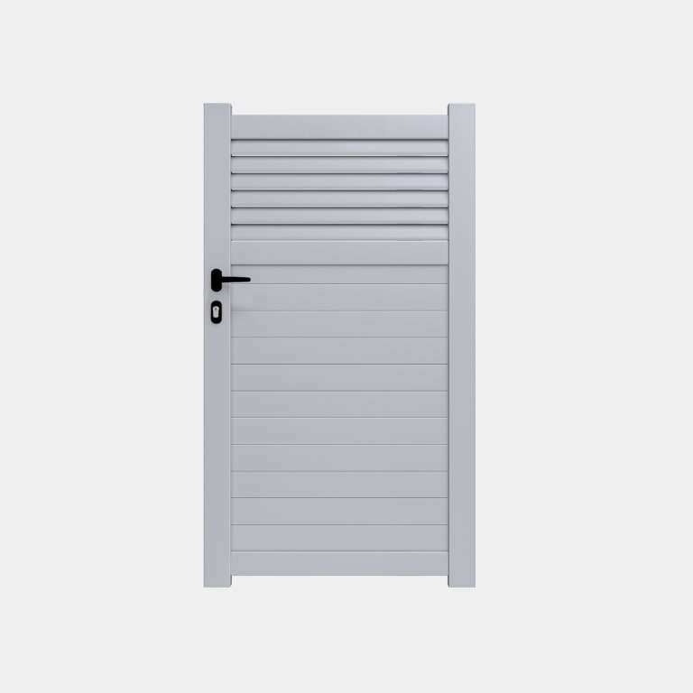 Portillon Aluminium sur mesure blanc lames horizontales fixes + lames ventilées