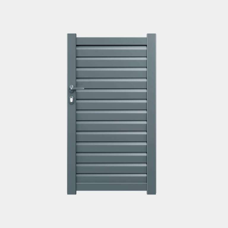 Portillon Aluminium sur mesure gris lames ventilées