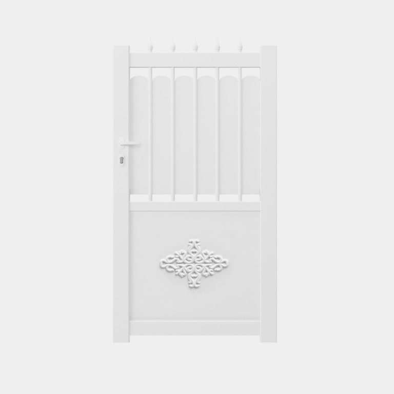 Portillon Aluminium sur mesure avec tôle et barreaux blanc