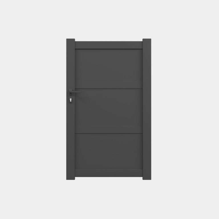 Portillon Aluminium sur mesure plein avec traverses RAL 7016