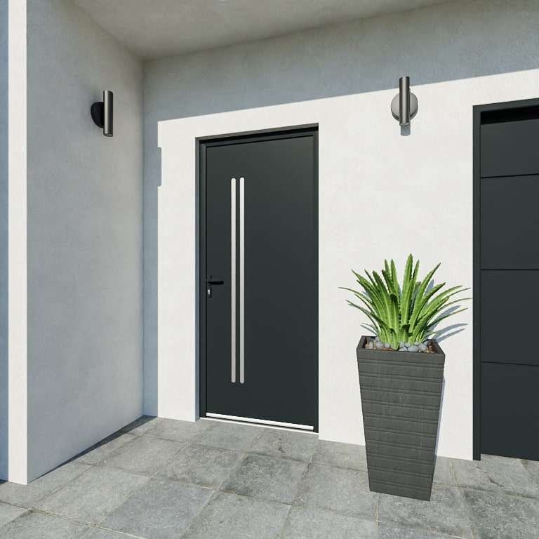 Entrée avec porte décor alunox RAL7016