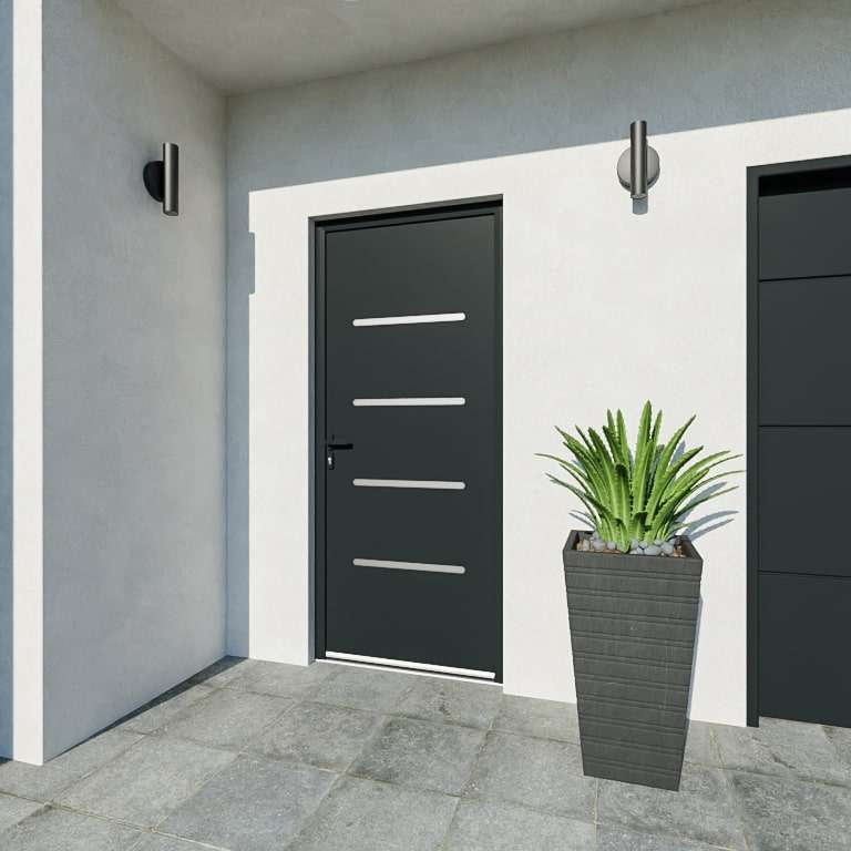 Entrée avec porte RAL 7016 décor alunox