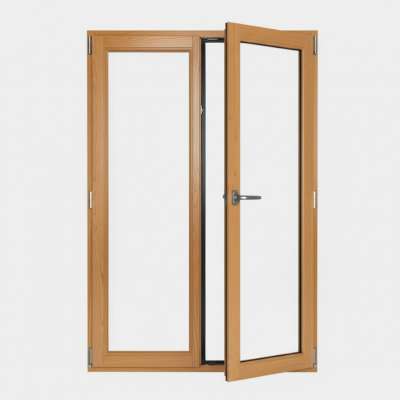 Porte Fenêtre Bois gamme Oxygène 2 vantaux ouverture à la française ouverte