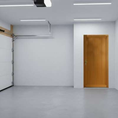 Porte de service bois dans un garage