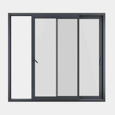 Baie coulissante ALU gamme Titans 2 vantaux 2 rails ouvert