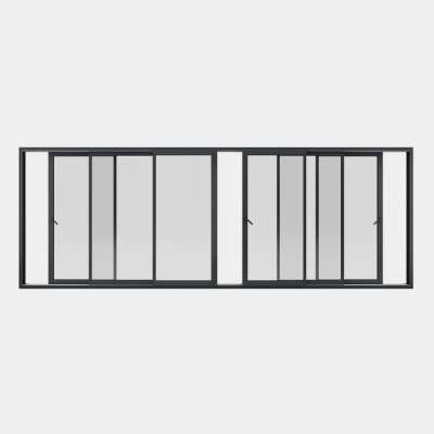 Baie coulissante ALU gamme Titans 6 vantaux 3 rails ouvert