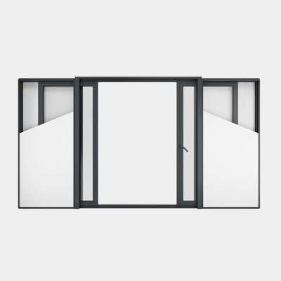 Baie coulissante galandage ALU gamme Titans Galandage 2 vantaux 1 rail ouvert