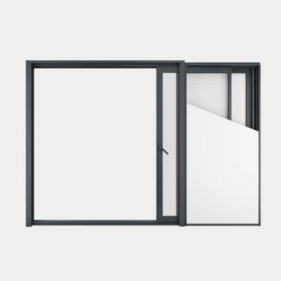 Baie coulissante galandage ALU gamme Titans Galandage 2 vantaux 2 rails ouvert