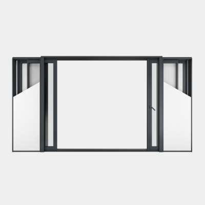 Baie coulissante galandage ALU gamme Titans Galandage 4 vantaux 2 rails ouvert