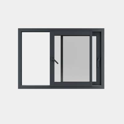 Fenêtre coulissante ALU gamme Titans 2 vantaux 2 rails ouvert