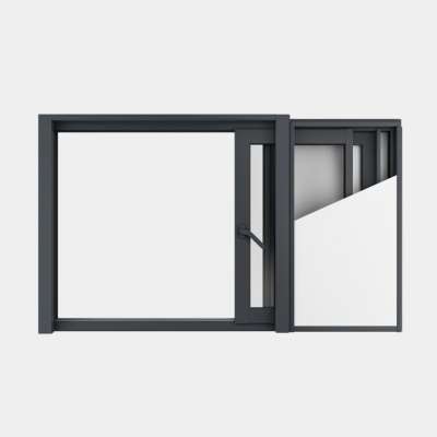 Fenêtre coulissante galandage ALU gamme Titans Galandage 2 vantaux 2 rails ouvert