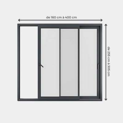 Baie coulissante ALU Gamme HighMaxx 2 vantaux 2 rails ouvert