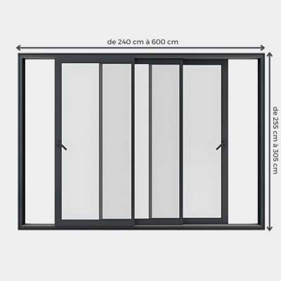 Baie coulissante ALU Gamme HighMaxx 3 vantaux 3 rails ouvert