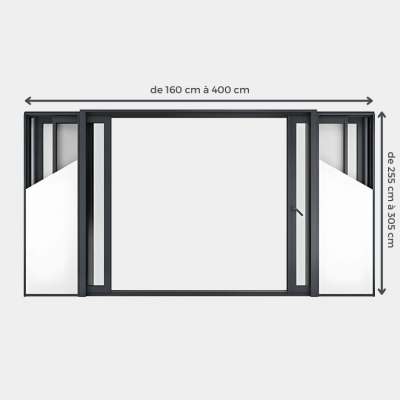 Baie coulissante ALU Gamme HighMaxx Galandage 4 vantaux - 2 rails (refoulement de chaque côté) ouvert