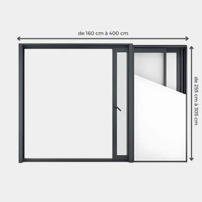 Baie coulissante ALU Gamme HighMaxx Galandage 2 vantaux - 1 rail (refoulement de chaque côté) ouvert
