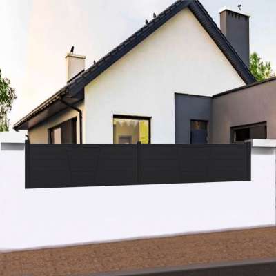 Clôture en ALU droite rainurée avec décor gris anthracite