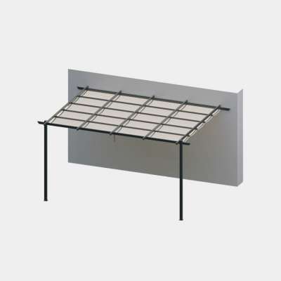 3D de la pergola manuelle toile appui facade 2 pieds