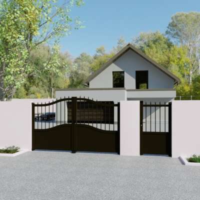 Portail battant et portillon Aluminium sur mesure imitation fer forgé RAL8014