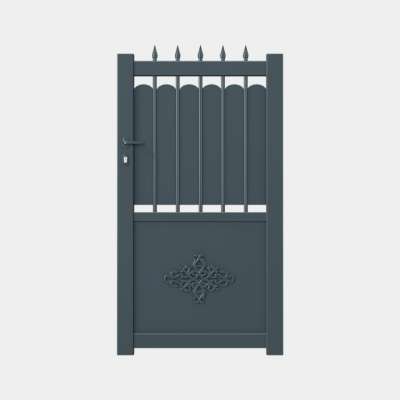 Portillon Aluminium sur mesure avec tôle et barreaux gris