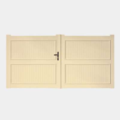 Portail PVC droit à battant sur mesure modèle Henri beige