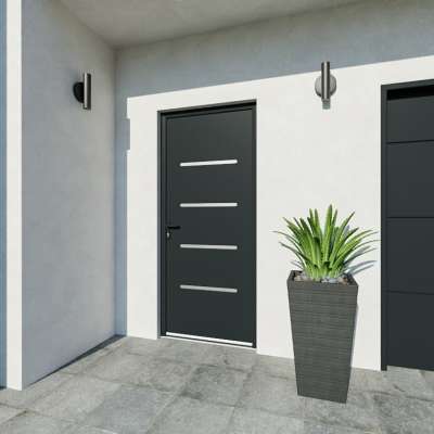 Entrée avec porte RAL 7016 décor alunox