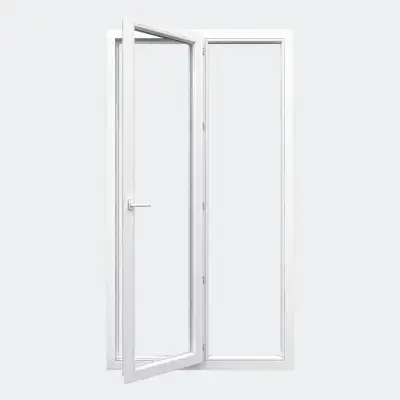 Porte Fenêtre PVC gamme Confort 1 vantail à la française 1 fixe ouvert