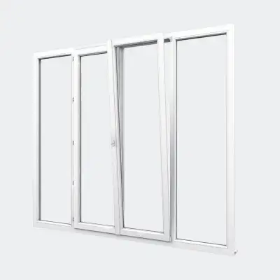 Porte Fenêtre PVC gamme Design 2 vantaux dont 1 oscillo-battant 2 fixes ouvert