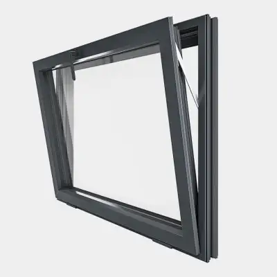 Fenêtre ALU gamme Titans 1 vantail soufflet abattant ouvert