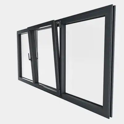 Fenêtre ALU gamme Titans 1 vantail oscillo-battant 2 fixes ouvert