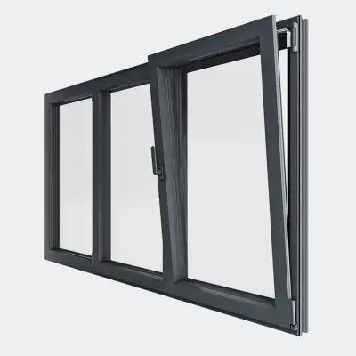 Fenêtre ALU gamme Titans 2 vantaux dont 1 oscillo-battant 1 fixe ouvert