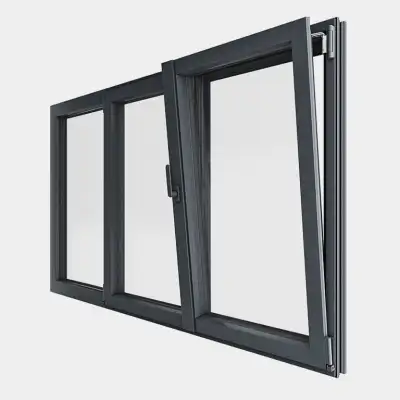 Fenêtre ALU gamme Titans+ 2 vantaux dont 1 oscillo-battant 1 fixe ouvert