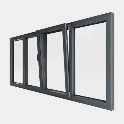 Fenêtre ALU gamme Titans+ 2 vantaux dont 1 oscillo-battant 2 fixes ouvert