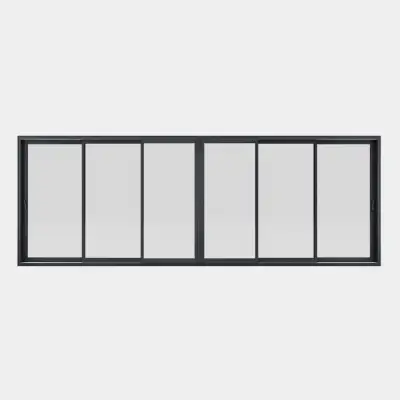 Baie coulissante ALU gamme Titans 6 vantaux 3 rails fermé